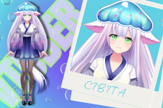 vtuber live2d model character design in style  anime for streaming ready rig