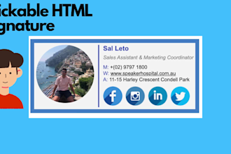 design a professional clickable HTML email signature