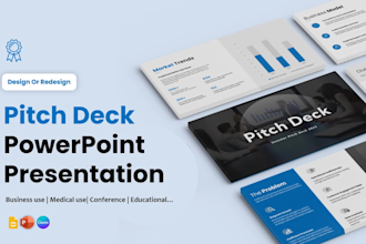 design, redesign investor pitch deck powerpoint presentation