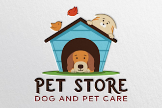 do pet store custom dog cat animal logo design