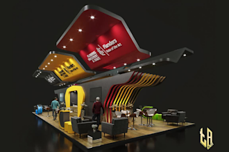 create 3d booth exhibition stand stall booth kiosk in 24 hour