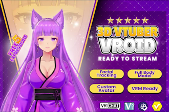 create 3d character models for vtuber, anime, 3d rigging, vroid or vrchat