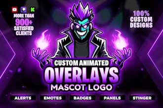 design custom animated twitch overlay and professional stream graphics package