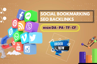 195 HQ social bookmark backlinks from high authority sites