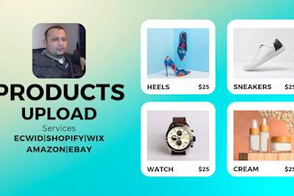 upload or import products to shopify, wix, ecwid, amazon