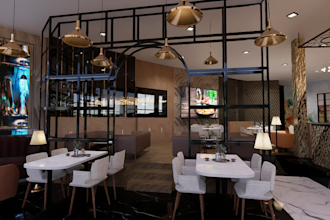 do interior design cafe restaurant retail store office commercial rendering