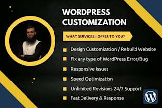 create and customize wordpress website and fix wordpress errors
