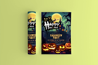 design halloween party, friendship day, business flyer online post