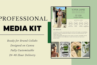 design a professional media kit or press kit for influencers