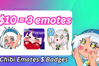 draw cute and trendy custom twitch emotes and sub badges