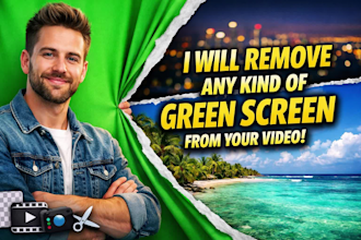 remove green screen, replace background professionally
