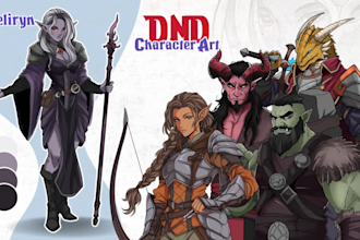 design dnd character art, fantasy character illustration for concept art