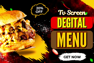 do digital menu, animated menu, TV screen for restaurant