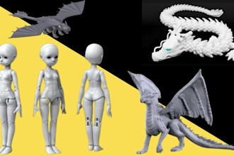 sculpt 3d articulated model 3d bjd 3d toy 3d doll flexi model for printing ,stl