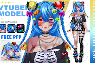 design and rig live 2d vtuber model 2dvtuber model vtuber commission 2d anime