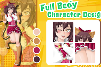 design a custom original character concept reference sheet in anime style
