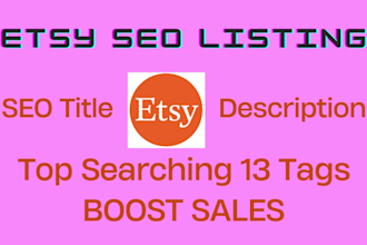 do etsy SEO listing, titles, tags, and descriptions to boost sales, shop audit