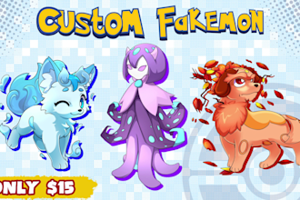 draw fakemon or pokemon art, pokemon trainer anime for tcg pokemon card