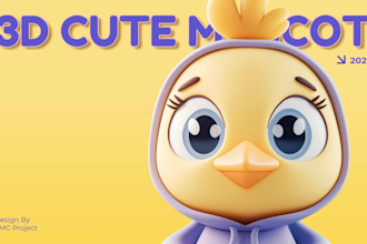 design 3d cute character model, animal, toys figurine for printing and rendering