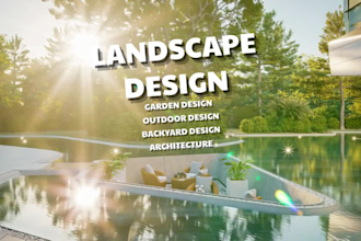 design 3d landscape, backyard makeover, patio and garden masterplan render