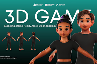 create 3d game characters, 3d character models, 3d sculpts, and lowpoly 3d model