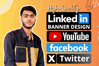 design linkedin banner, twitter header, youtube banner, facebook cover photo