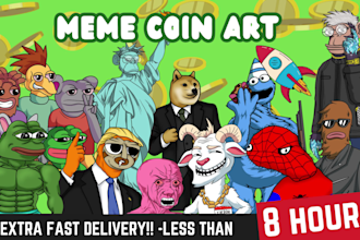 create unique funny memecoin art for website and social media