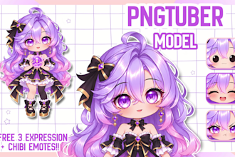 create chibi png tuber, chibi vtuber, chibi illustration for your stream