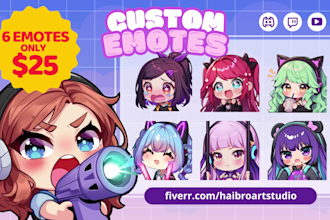 draw custom chibi emotes, animated emotes, sub badges, vtuber, stream, twitch