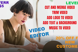 cut, merge, trim, add logo, transition, text, music to video