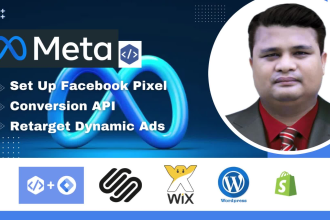 set up facebook meta pixel and conversion API and retarget dynamic ads