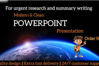 do urgent research writing, create business powerpoint presentation, pitch deck