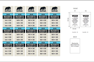 eye catching care label t shirt hang tags, merch design