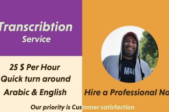 transcribe video, or audio to text, video, or audio arabic transcription