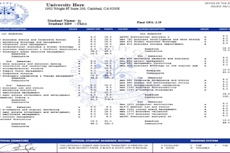 design schools transcript, certificate and college transcript design