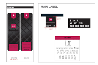design hang tag, clothing tag, neck label, care label and clothing accessories