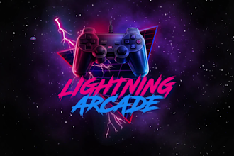 create a unique 80s retro synthwave chrome text logo design