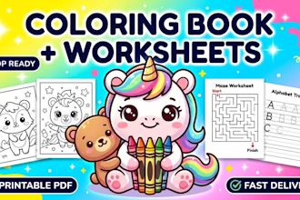 create kids coloring book pages and preschool worksheets for kdp low content