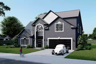 design and render a 3d house in european classical style