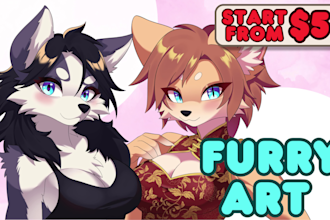 draw furry, fursona anime sfw commission art