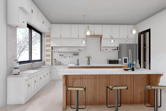 create kitchen design, bathroom interior with render
