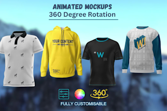 render 3d clothing mockup animation of your t shirt and hoodie