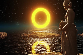 create 3d planet island logo animation