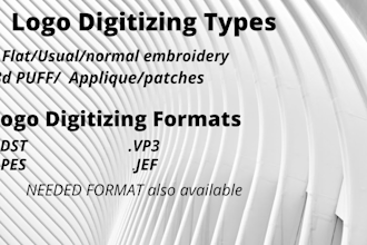 urgently digitizing any embroidery logo design with amazing quality
