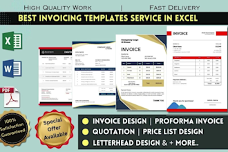 design auto calculated invoice quote price list order form letterhead in excel