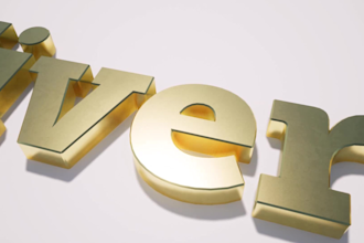 render 3d logo in metallic gold chrome silver intro video
