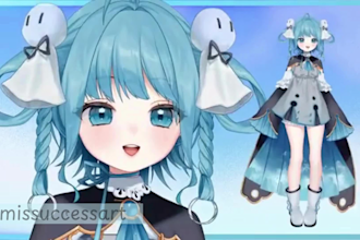 design female or male 2d vtuber model, live2d vtuber rigging,  vtuber outfit
