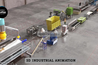 do 3d manufacturing animation factory production line heavy machinery animation
