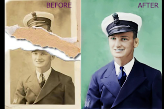 restore, retouch, color, fix, repair, enhance and sharpen damaged old photo