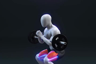 create 3d workout animation, 3d anatomy exercise tutorial video, 3d fitness, gym